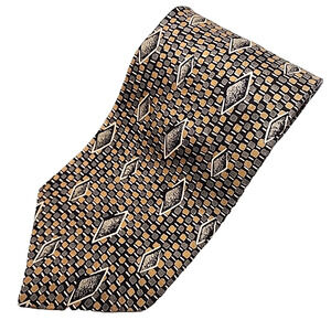 Pierre Balmain Gold Patterned Silk Necktie - Made in USA - Like New